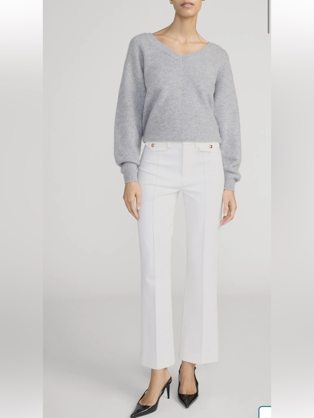 New! Frame SZ 2, cream The Reboot Crop Trousers. - Picture 6 of 13